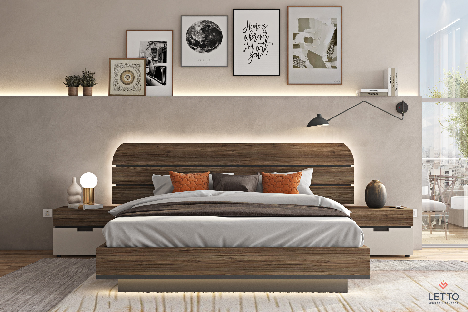 A2 krevati cosmos collection tobaccowalnut letto 06 2