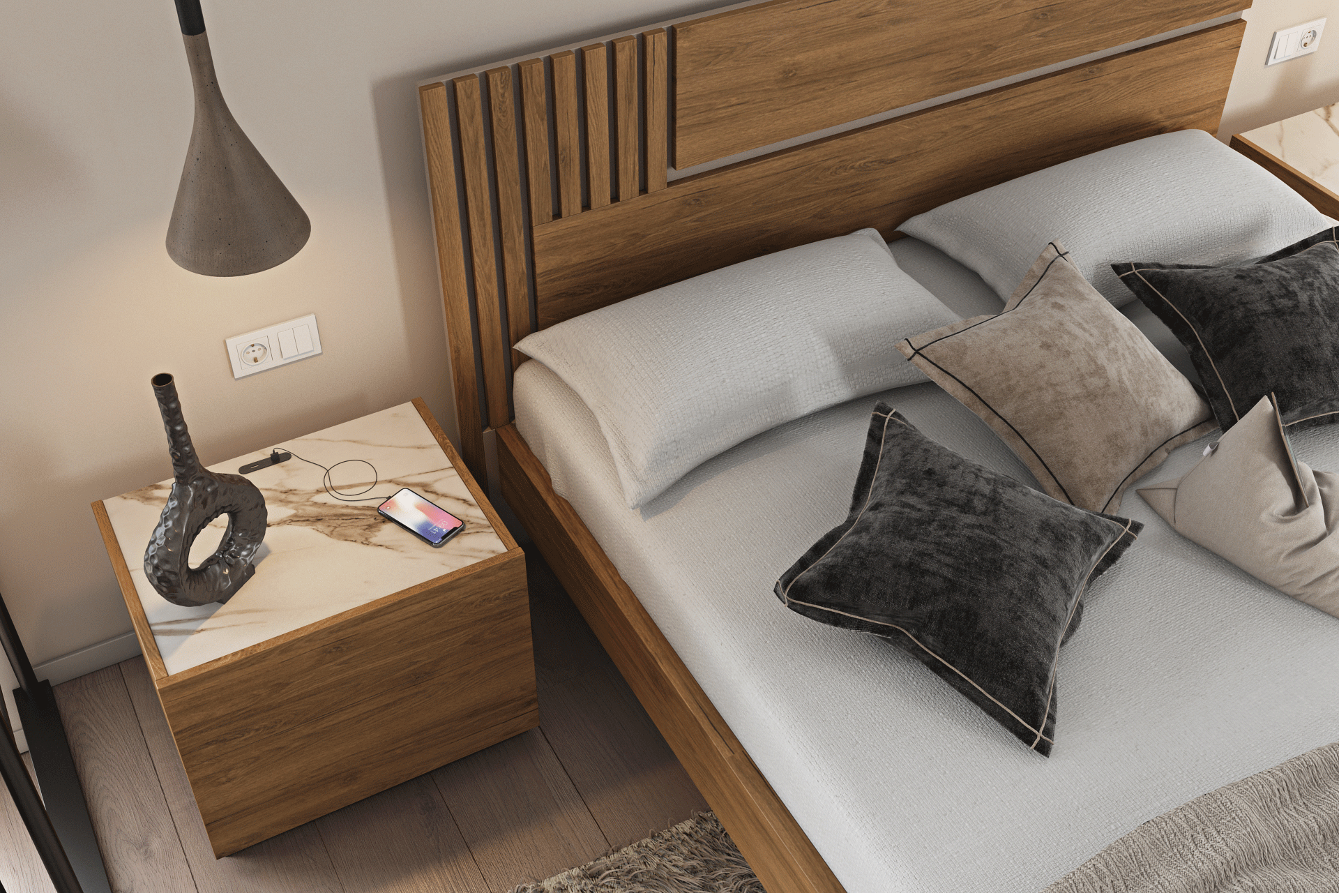 Κρεβάτι χονδρικής με κεφαλάρι σε απόχρωση του καφέ από την εταιρεία κατασκεύης επίπλων Letto