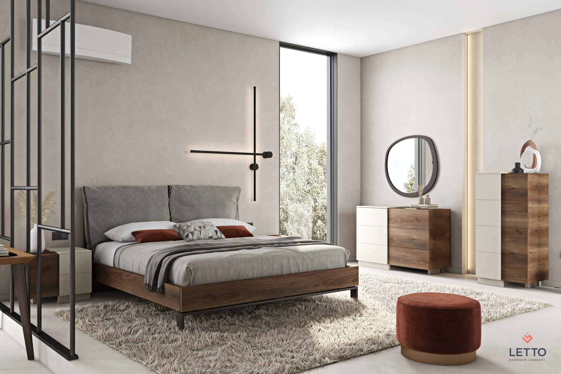 Κρεβάτι ξύλινο μοντέρνο από την συλλογή nabuk της εταιρείας κατασκευής επίπλων Letto